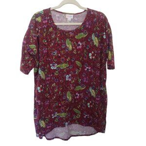 Lularoe T Shirt Top High Low Hemline Floral Size S